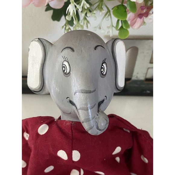 Elephant Toy Beaded Filled Soft Polka Dot Body Hand Painted Face Hands Feet Vtg - Picture 10 of 16